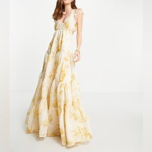 ASOS Design Tiered Maxi Floral Organza Dress